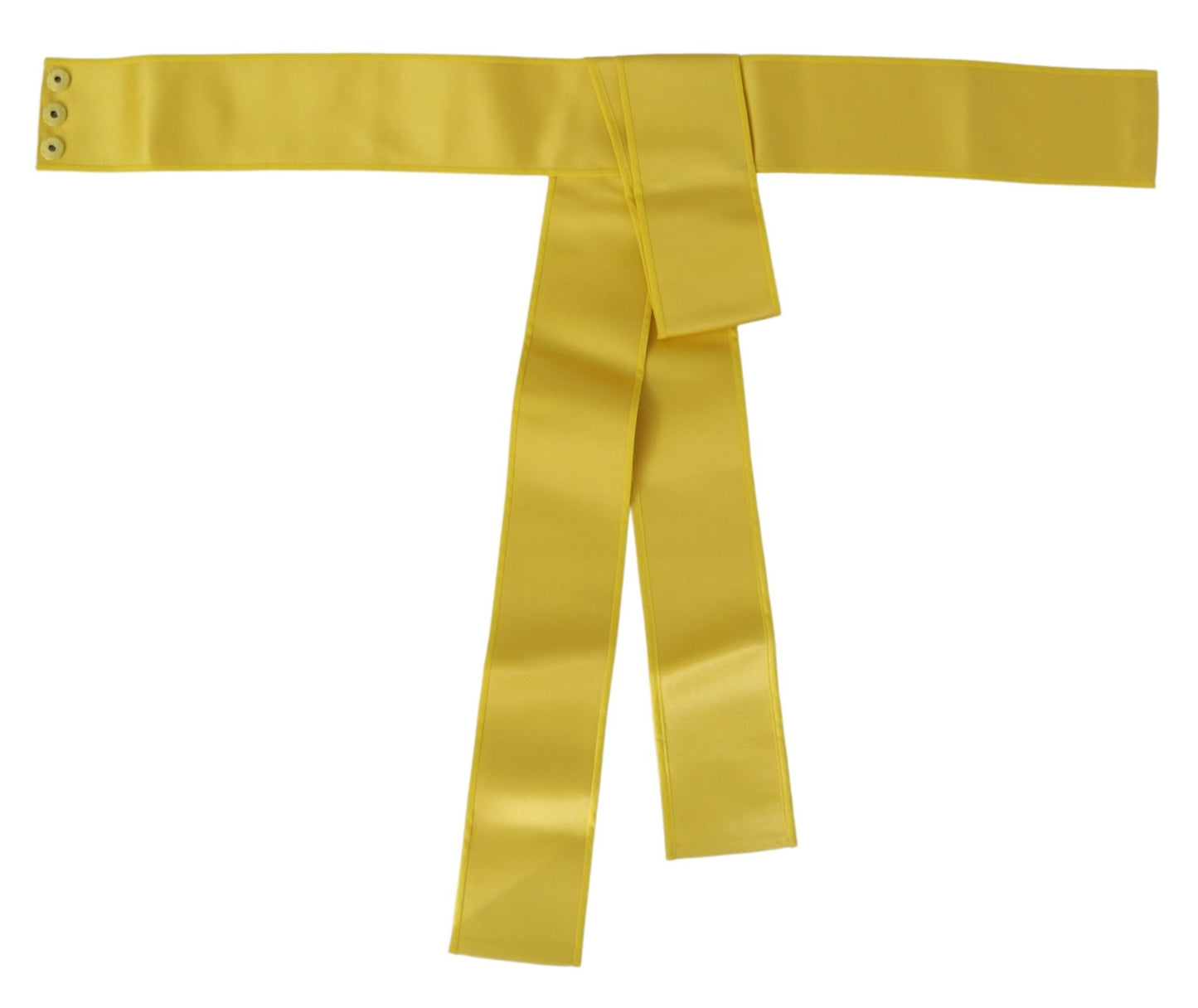 Dolce & Gabbana Yellow Wide Snap Button Closure Silk Belt