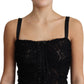 Dolce & Gabbana Black Lace Up Floral Corset Bustier Mini Dress