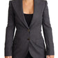 Dolce & Gabbana Gray Single Breasted Fitted Blazer Wool Jacket