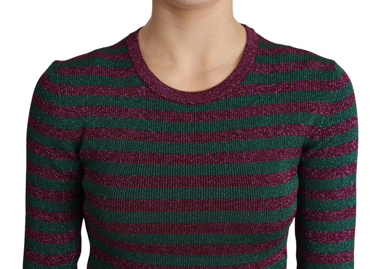 Dolce & Gabbana Multicolor Stripes Crew Neck Pullover Sweater