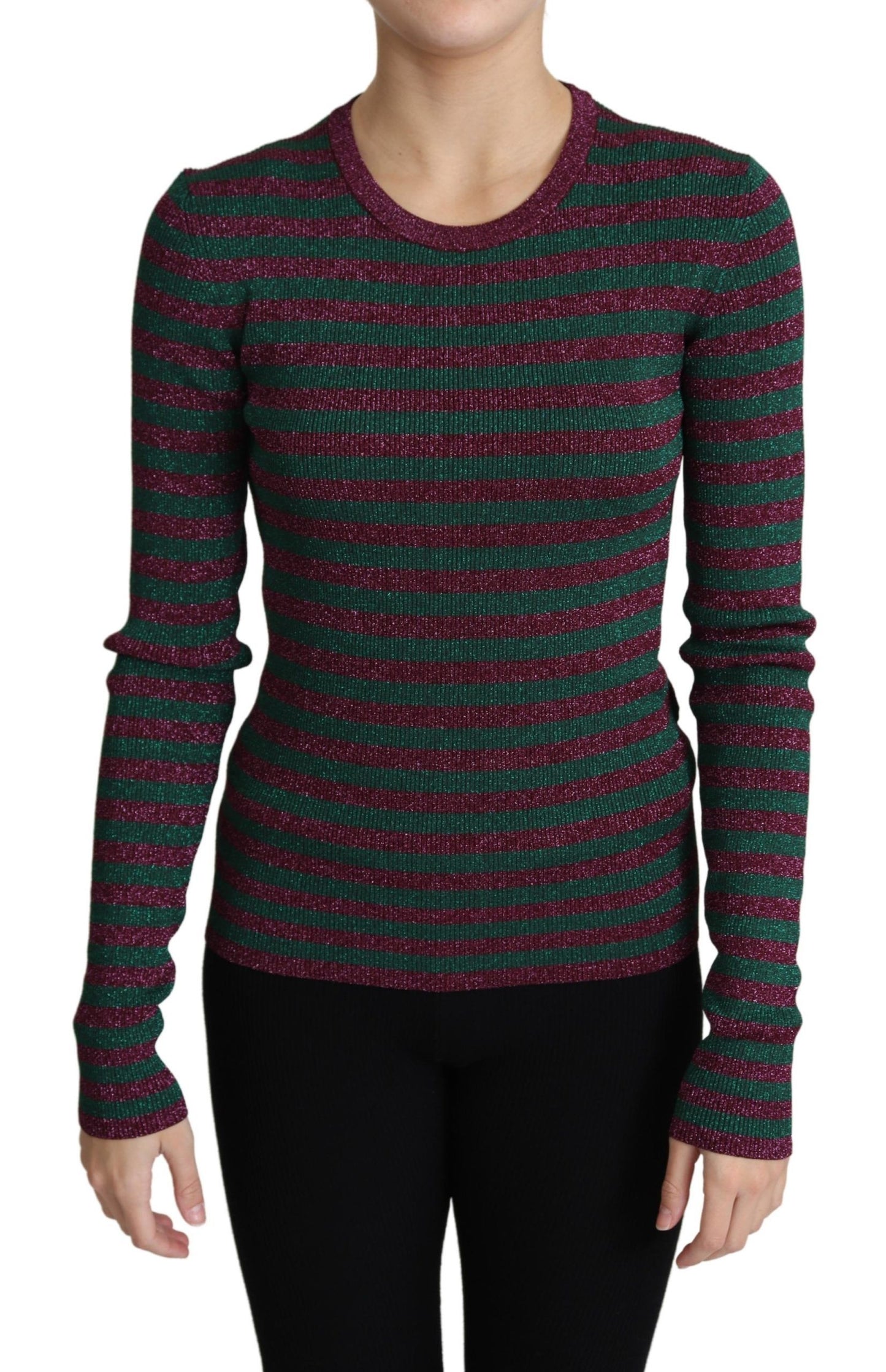 Dolce & Gabbana Multicolor Stripes Crew Neck Pullover Sweater