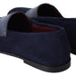 Dolce & Gabbana Blue Suede Caiman Loafers Slippers Shoes