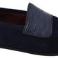 Dolce & Gabbana Blue Suede Caiman Loafers Slippers Shoes