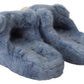 Dolce & Gabbana Blue Teddy Bear Slippers Sandals Shoes