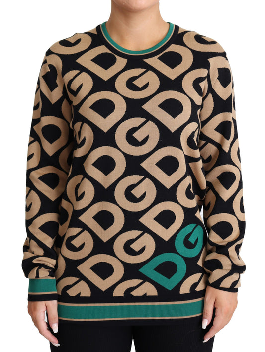 Dolce & Gabbana Multicolor DG Mania Wool Crewneck Pullover Sweater