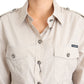 Dolce & Gabbana Beige Poplin Safari Fitted Pocket Shirt Top