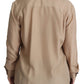 Dolce & Gabbana Beige Silk Shirt Decorative Buttons Top