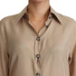 Dolce & Gabbana Beige Silk Shirt Decorative Buttons Top