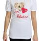 Dolce & Gabbana White San Valentino Heart Crystals T-shirt Top