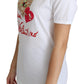 Dolce & Gabbana White San Valentino Heart Crystals T-shirt Top