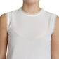 Dolce & Gabbana White Blouse Silk Lace Trimmed Sleeveless Top