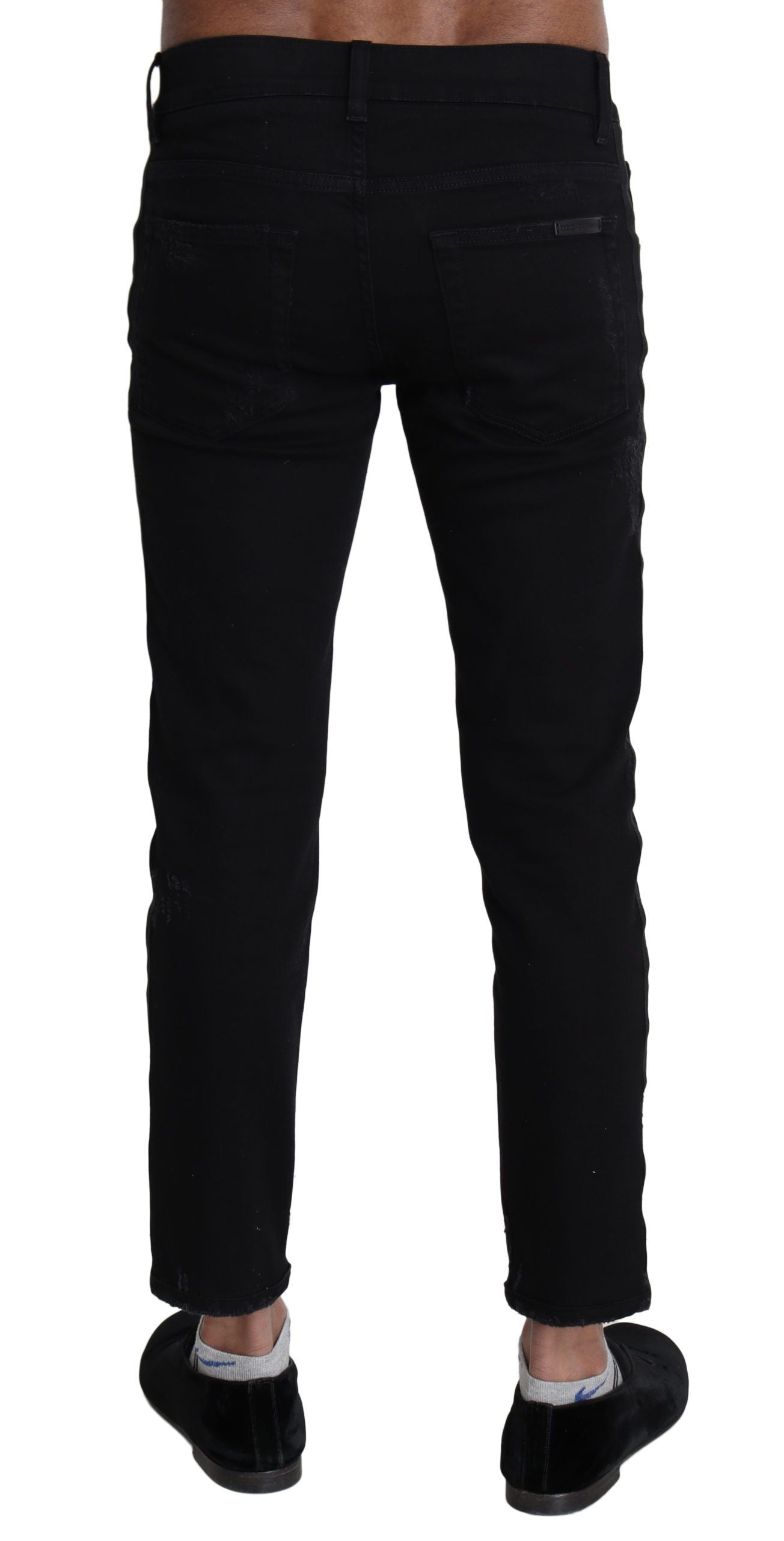 Dolce & Gabbana Black Heraldic Embroidery Skinny Denim Jeans