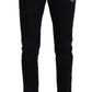 Dolce & Gabbana Black Heraldic Embroidery Skinny Denim Jeans