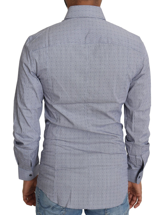 Dolce & Gabbana Gray Dotted Semi Fitted Formal SICILIA Shirt