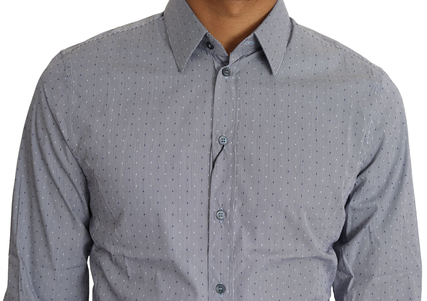 Dolce & Gabbana Gray Dotted Semi Fitted Formal SICILIA Shirt