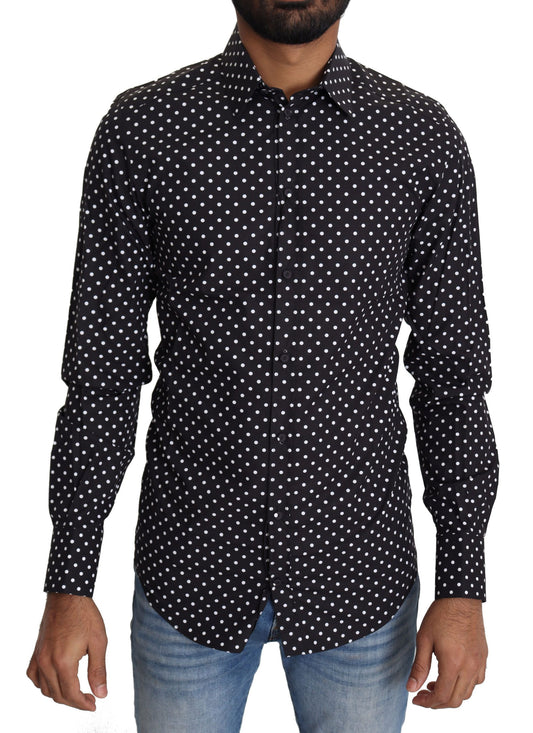 Dolce & Gabbana Black White Polka Dots Casual Shirt