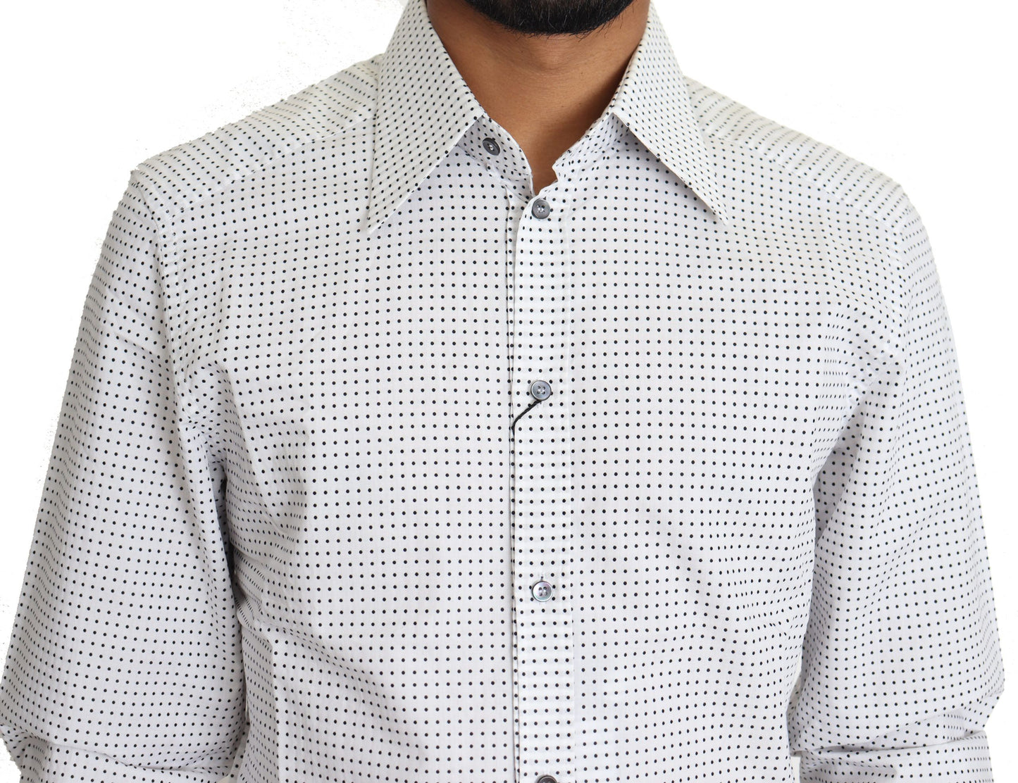 Dolce & Gabbana Black White Polka Dots Dress Shirt