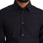 Dolce & Gabbana Navy Blue Cotton Formal Dress Shirt