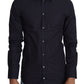 Dolce & Gabbana Navy Blue Cotton Formal Dress Shirt