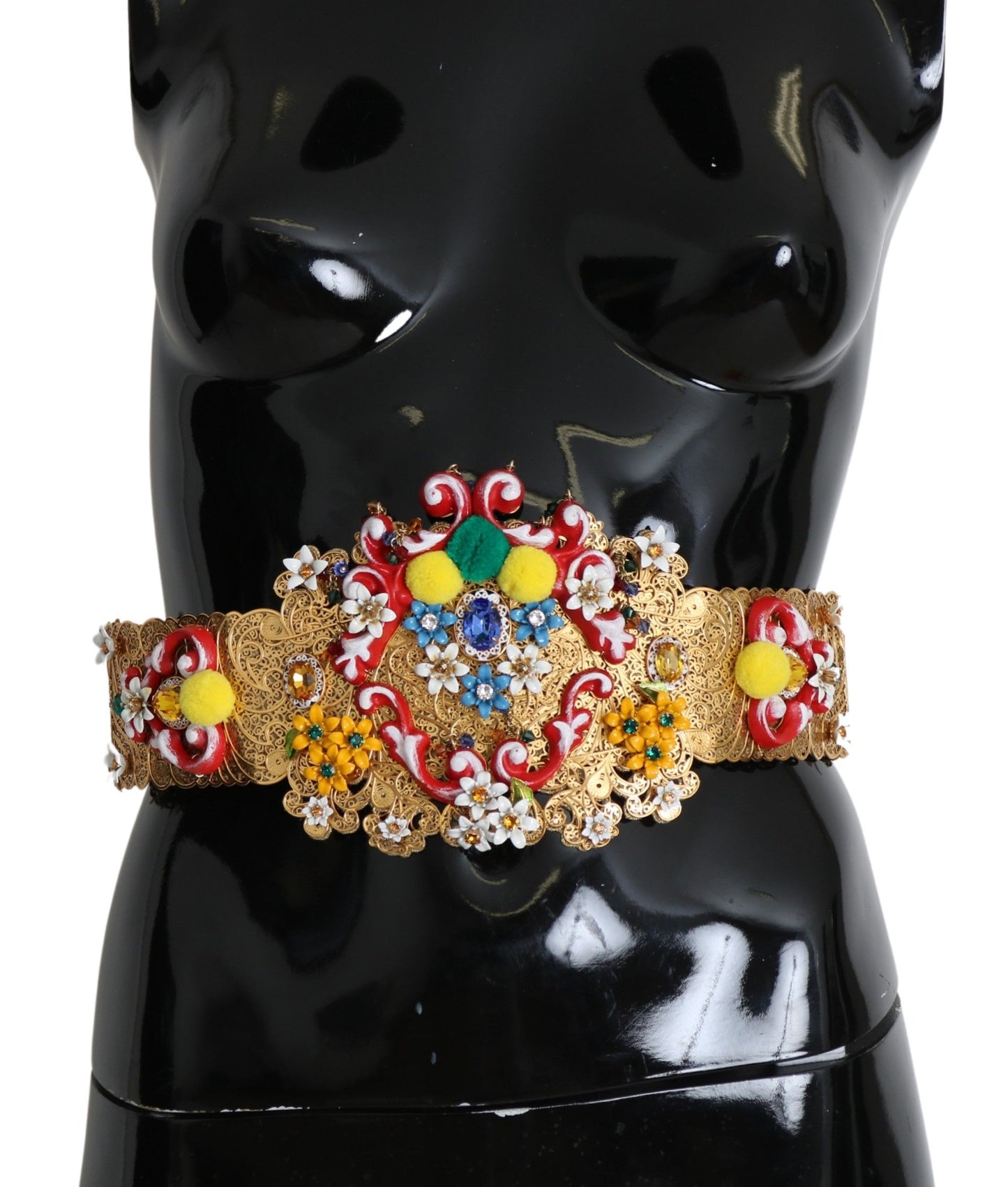 Dolce & Gabbana multicolor Embellished Floral Crystal Wide Waist Belt