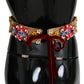 Dolce & Gabbana Embellished Floral Crystal Wide Waist Golden Belt