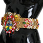 Dolce & Gabbana Embellished Floral Crystal Wide Waist Golden Belt