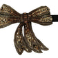 Dolce & Gabbana Gold Tone Silk Rhinestone Embellished Women Bowtie