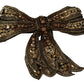 Dolce & Gabbana Gold Tone Silk Rhinestone Embellished Women Bowtie