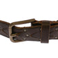 Dolce & Gabbana Brown Leather Logo Cintura Gürtel Belt