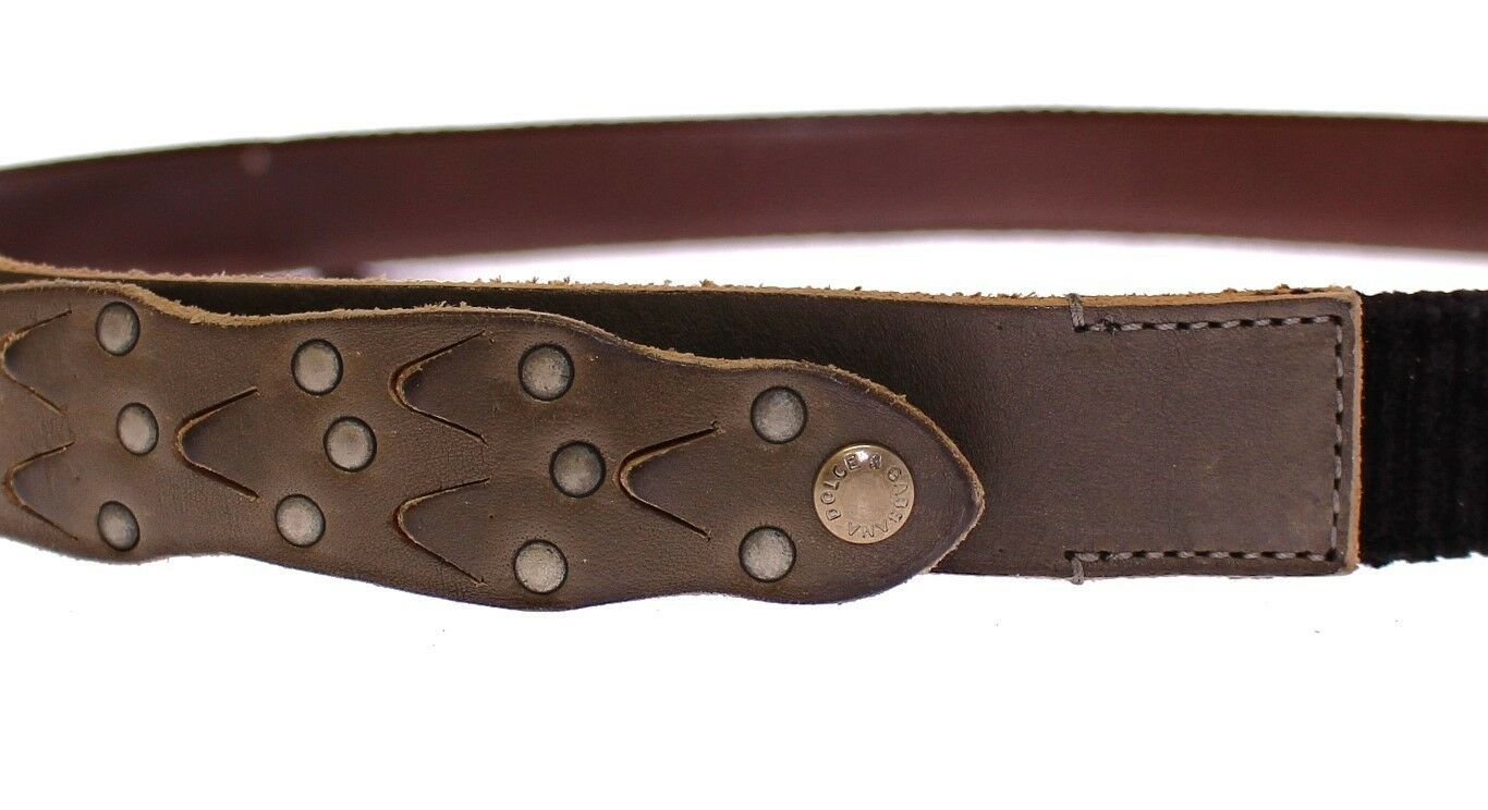 Dolce & Gabbana Brown Leather Logo Cintura Gürtel Belt