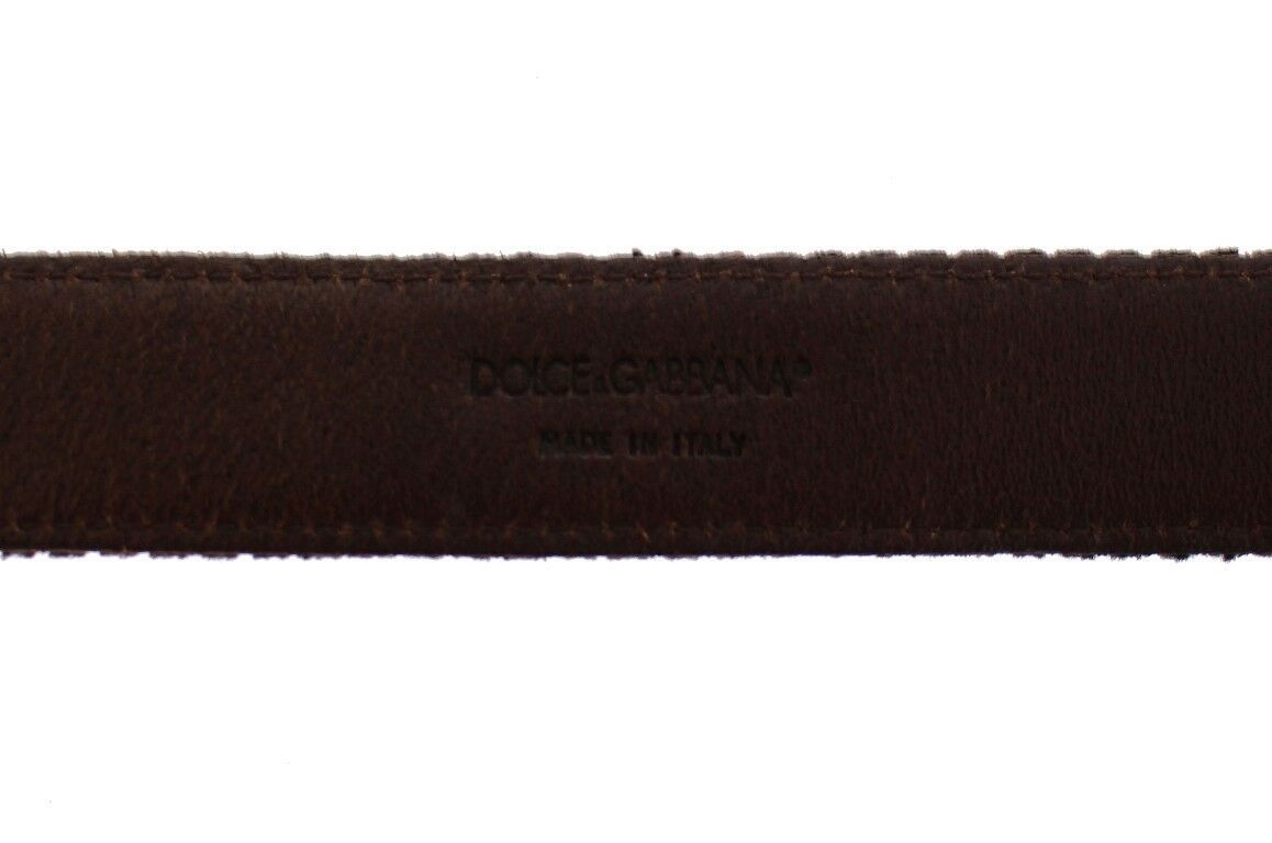 Dolce & Gabbana Brown Leather Logo Cintura Gürtel Belt