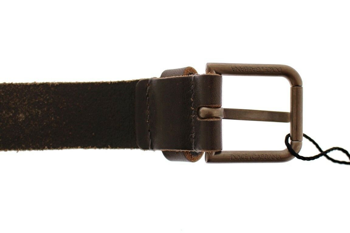 Dolce & Gabbana Brown Leather Logo Cintura Gürtel Belt