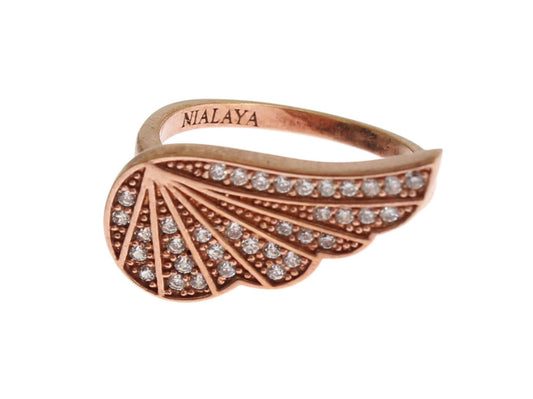 Nialaya Pink Gold 925 Silver Womens Clear CZ Ring