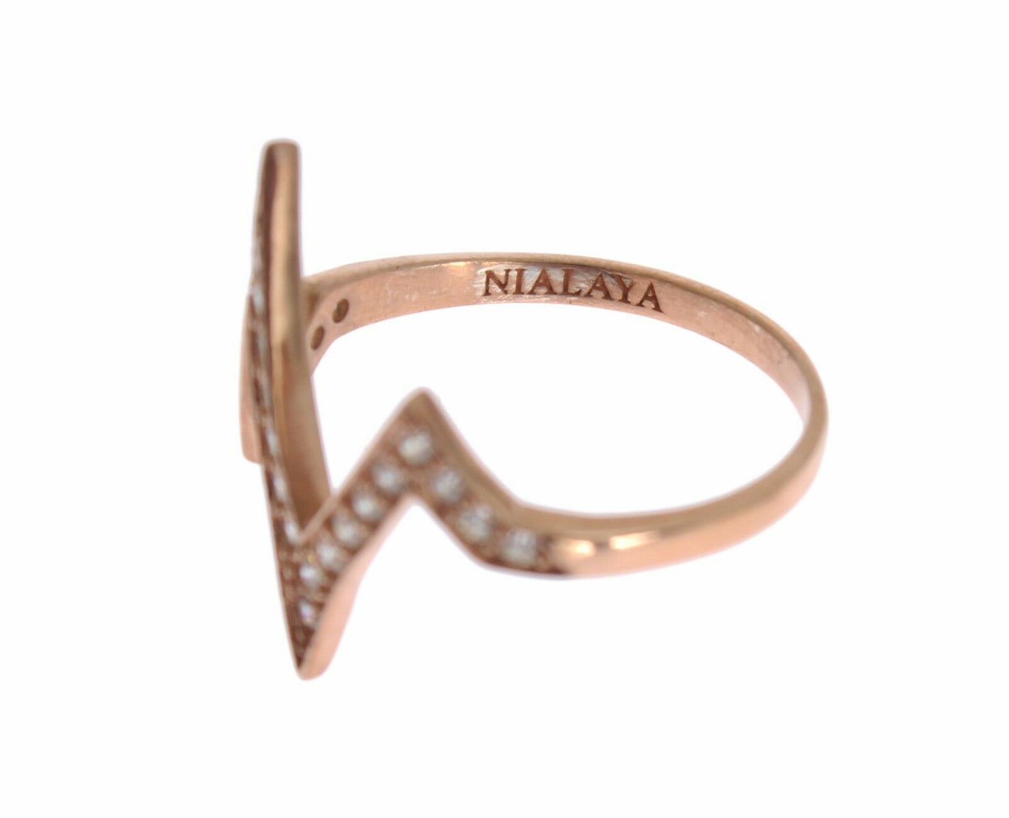 Nialaya Pink Gold 925 Silver Womens Clear Ring