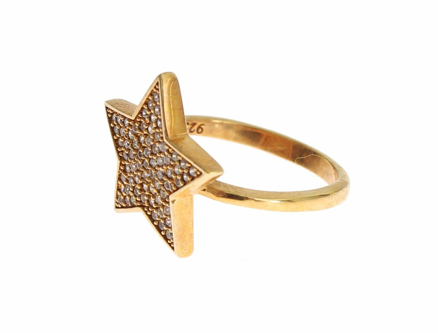 Nialaya Star Gold 925 Silver Womens Clear Ring