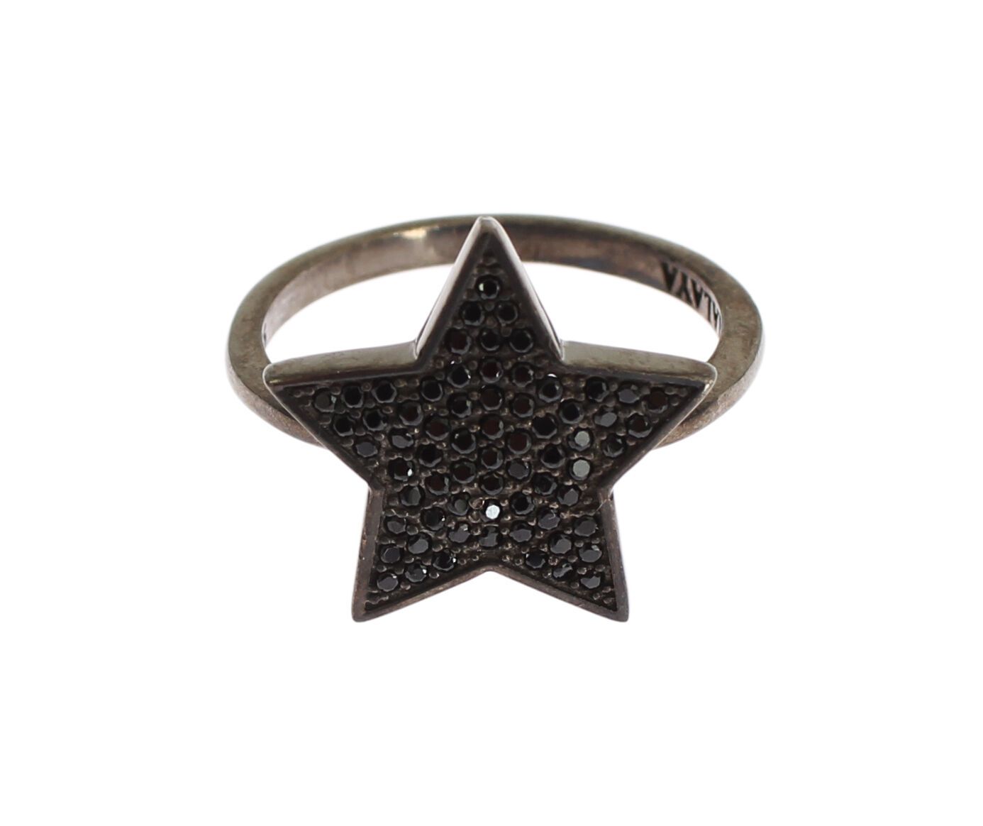 Nialaya Black CZ Star 925 Silver Womens Ring