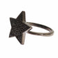 Nialaya Black CZ Star 925 Silver Womens Ring