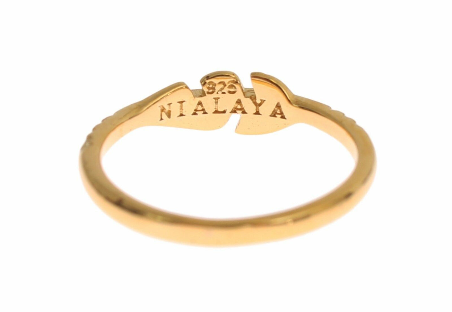 Nialaya Gold Clear CZ 925 Silver Ring