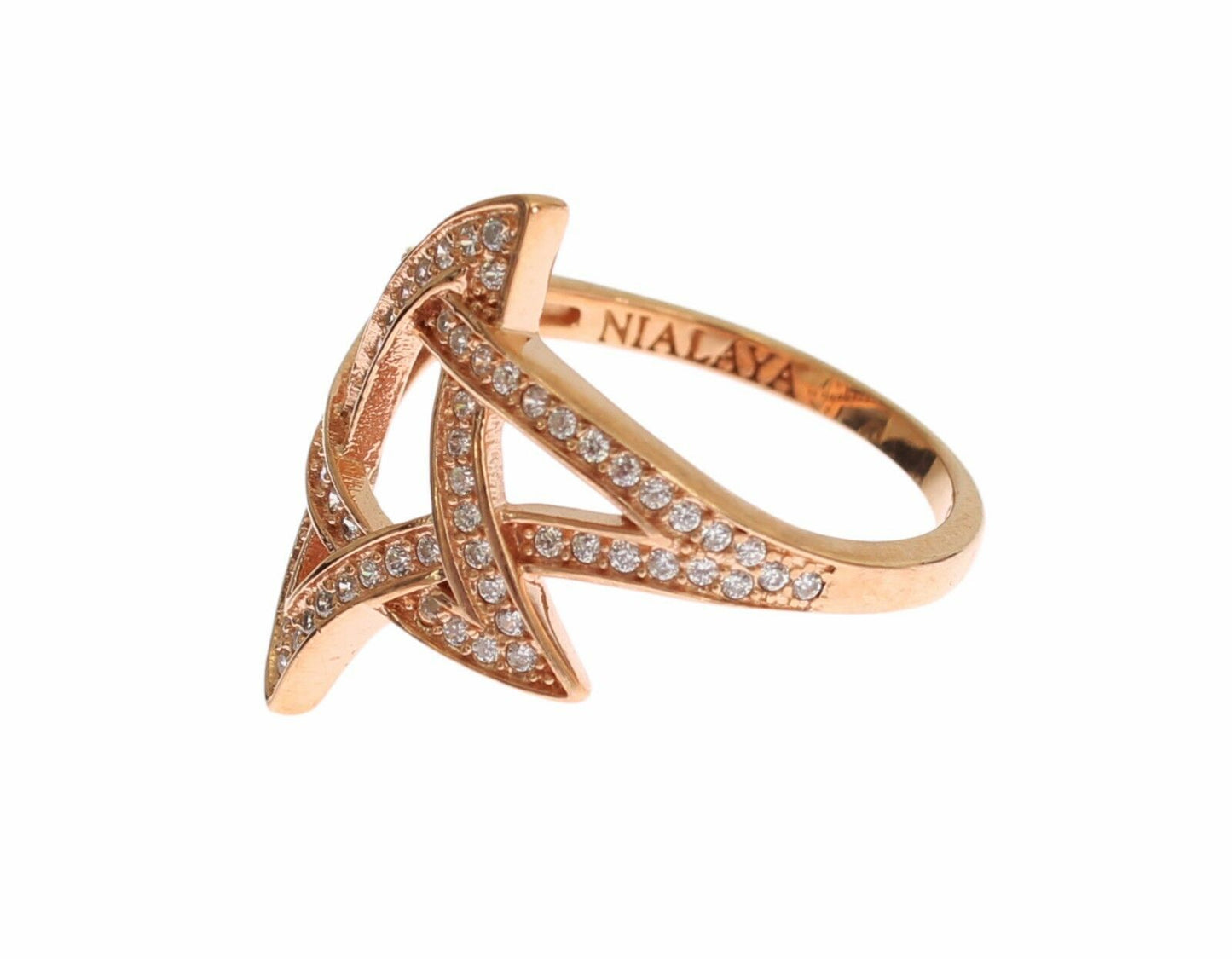 Nialaya Womens Clear CZ Gold 925 Silver Ring