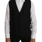 Dolce & Gabbana Black Solid Wool Silk Vest