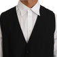 Dolce & Gabbana Black Solid Wool Silk Vest