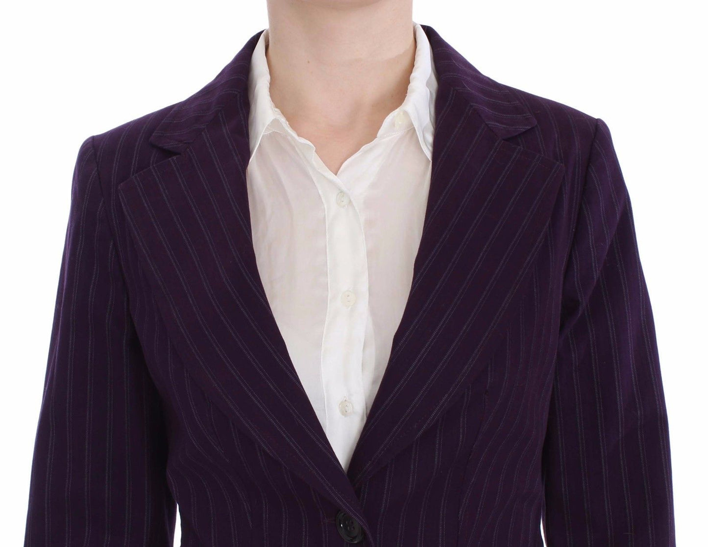 BENCIVENGA Purple Striped Stretch Coat Blazer Pants Suit