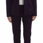 BENCIVENGA Purple Striped Stretch Coat Blazer Pants Suit