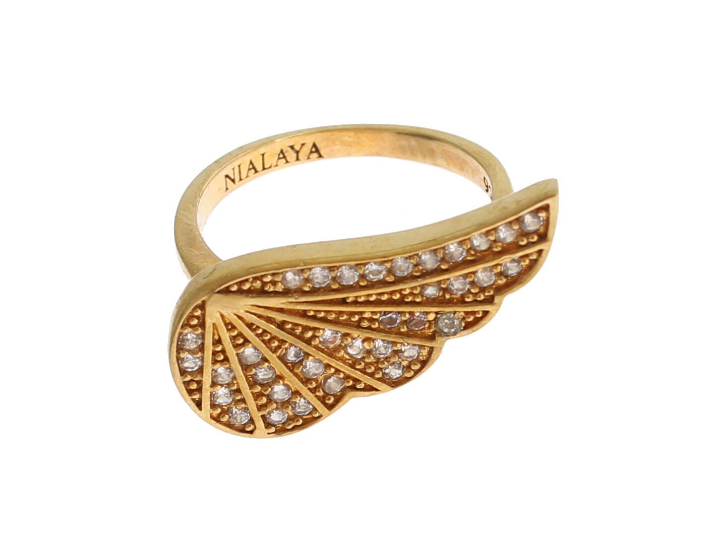 Nialaya Womens Clear CZ Gold 925 Silver Authentic Ring