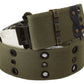 Ermanno Scervino Green 100% Cotton Rustic Bronze Buckle Belt