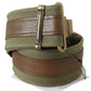 Ermanno Scervino Green Leather Rustic Bronze Buckle Army Belt