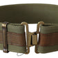 Ermanno Scervino Green Leather Rustic Bronze Buckle Army Belt