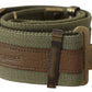 Ermanno Scervino Green Leather Rustic Bronze Buckle Army Belt