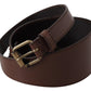 PLEIN SUD Brown Leather Gold Metal Buckle Belt