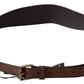 PLEIN SUD Brown Leather Gold Metal Buckle Belt